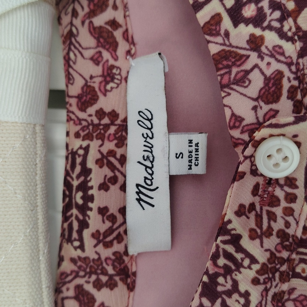 MADEWELL DRAWSTRING TOP IN KALEIDOSCOPE PRINT BLUSH BLOUSE SIZE S - Picture 6 of 14